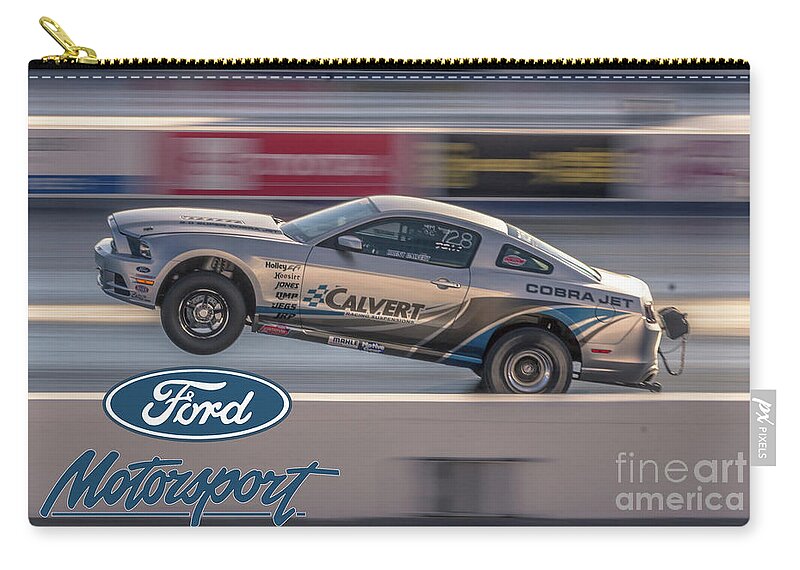 Ford Zip Pouch featuring the photograph Cobra Jet action by Darrell Foster