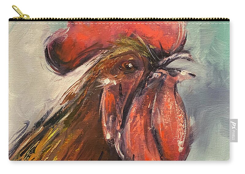 Rooster Zip Pouch featuring the painting Cock-A-Doodle-Do by Alan Metzger