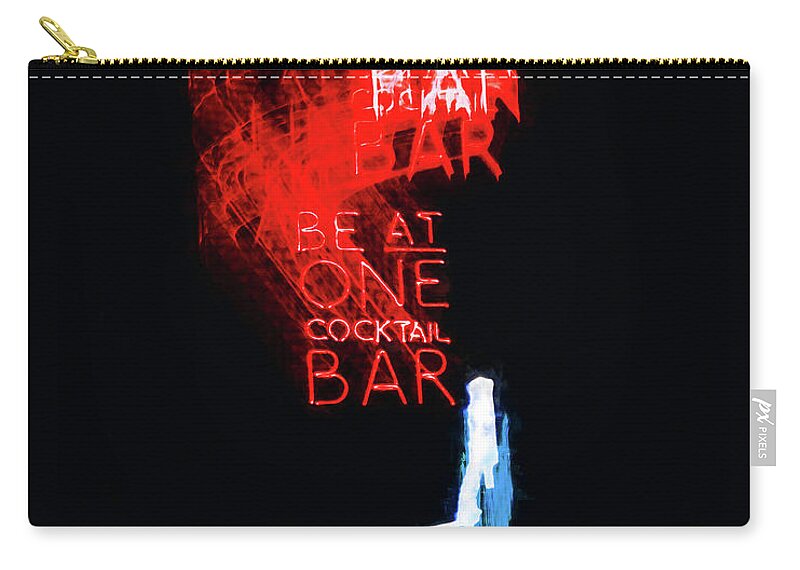 Cocktail Bar Neon Zip Pouch featuring the painting Cocktail Bar Neon by AM FineArtPrints