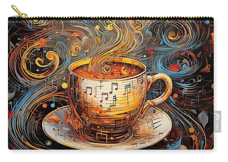 Coffee Zip Pouch featuring the digital art Coffee And Music by Lourry Legarde