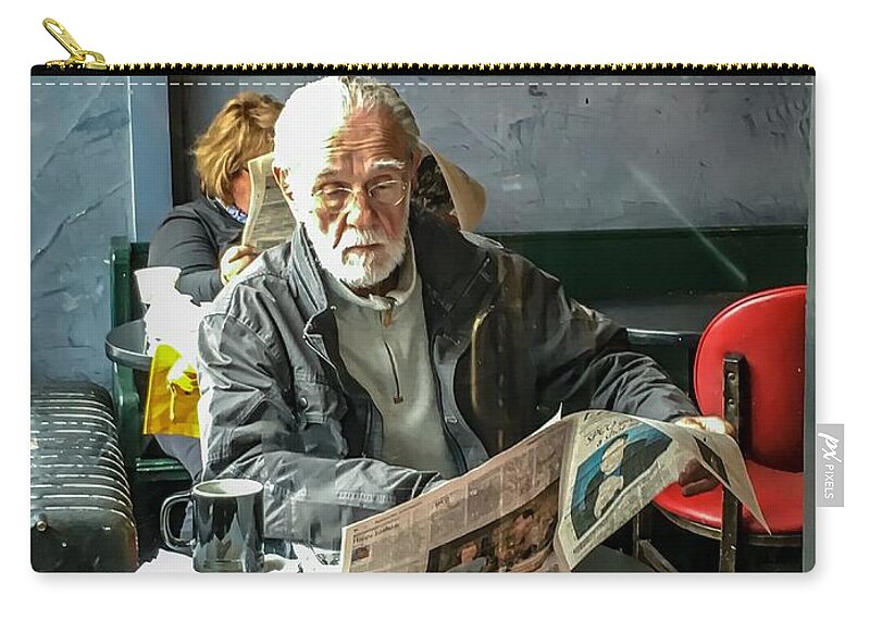 Coffee Zip Pouch featuring the photograph Coffee and News by David Ralph Johnson