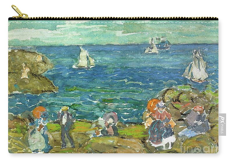 Cohasset Beach Zip Pouch featuring the painting Cohasset Beach by Maurice Prendergast
