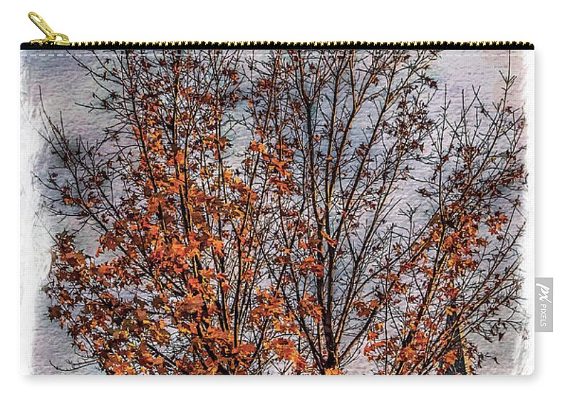 Church Zip Pouch featuring the photograph Cold Autumn Prayers w/ Dream Vignette Border by Tammy Bryant
