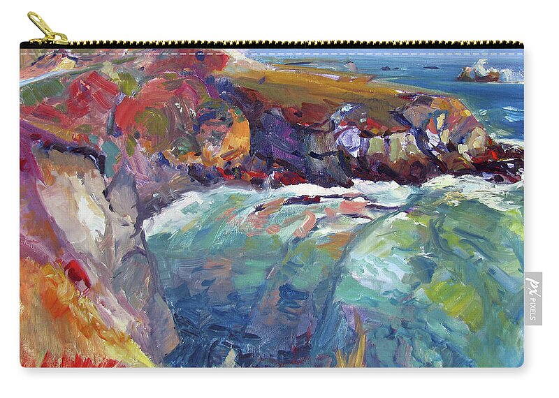 Sonoma Coast Zip Pouch featuring the painting Coleman's Gulch by John McCormick