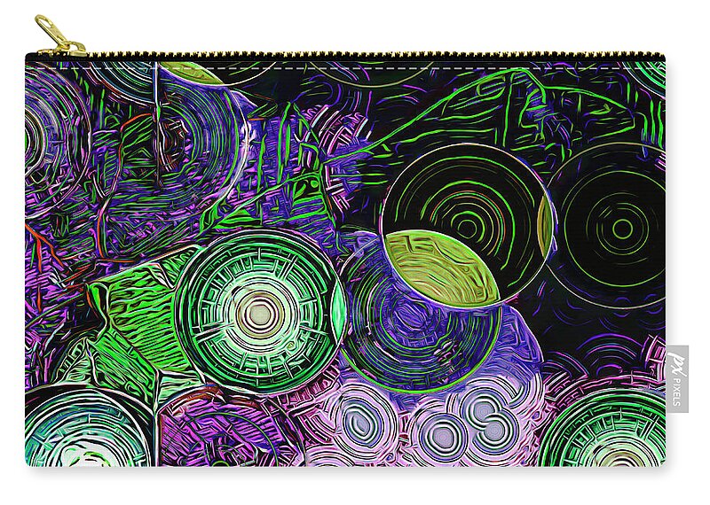 Orbs Zip Pouch featuring the mixed media Collateral Damage 3 by Lynda Lehmann