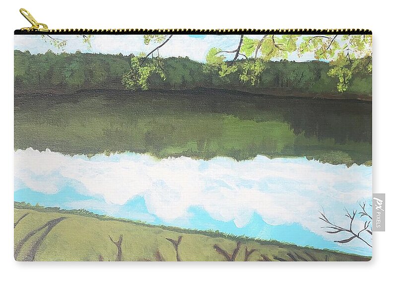  Zip Pouch featuring the painting Collins Pond by Jam Art