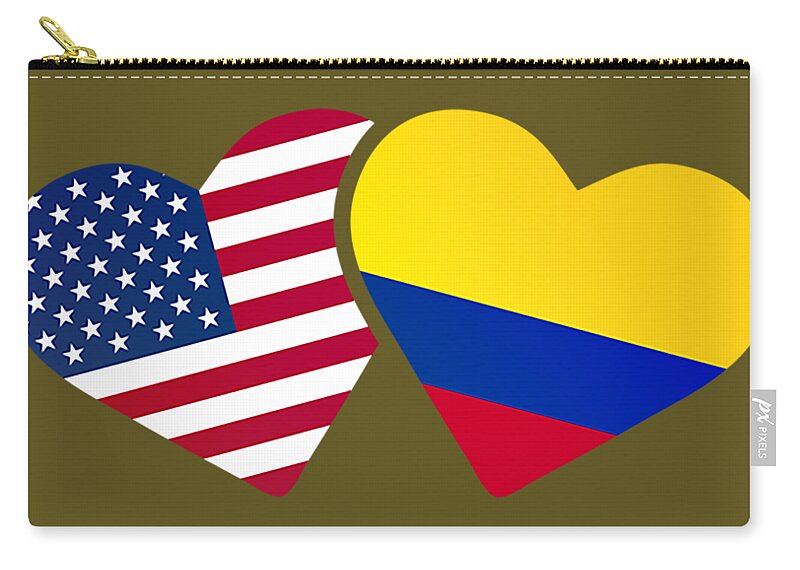Colombia USA Flag Heart Colombiano Americans Love Zip Pouch by