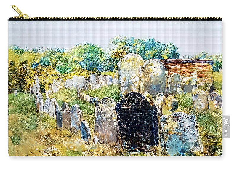 American Zip Pouch featuring the painting Colonial Graveyard at Lexington by Childe Hassam 1891 by Childe Hassam