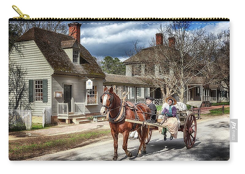 Virginia Zip Pouch featuring the photograph Colonial Williamsburg - Market Day by Susan Rissi Tregoning