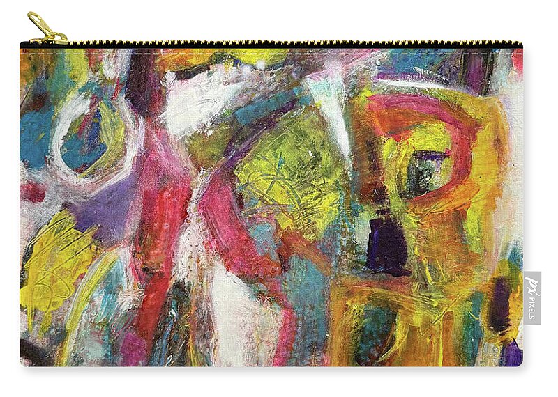  Zip Pouch featuring the mixed media Balancing Act by Val Zee McCune