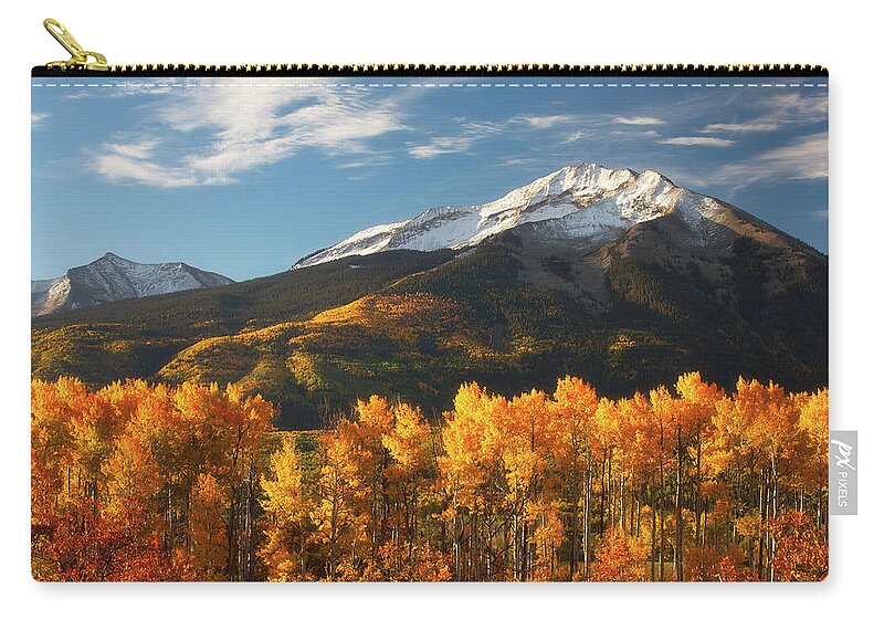 Aspen Zip Pouch featuring the photograph Colorado Gold by Darren White