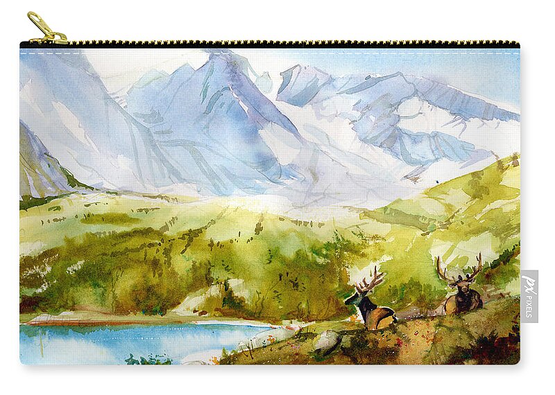 Mountains Zip Pouch featuring the painting Colorado Rockies by P Anthony Visco