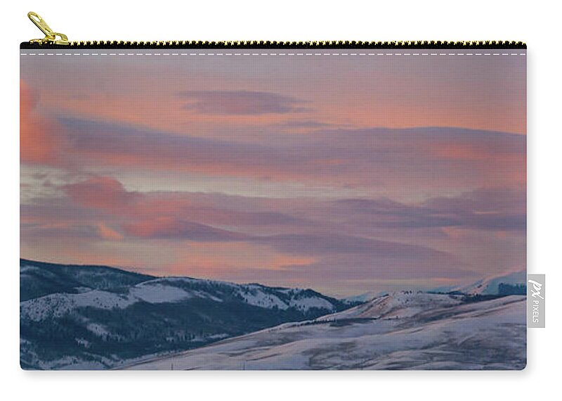 Winter Zip Pouch featuring the photograph Colorado Winter Sunset Panorama by Cascade Colors