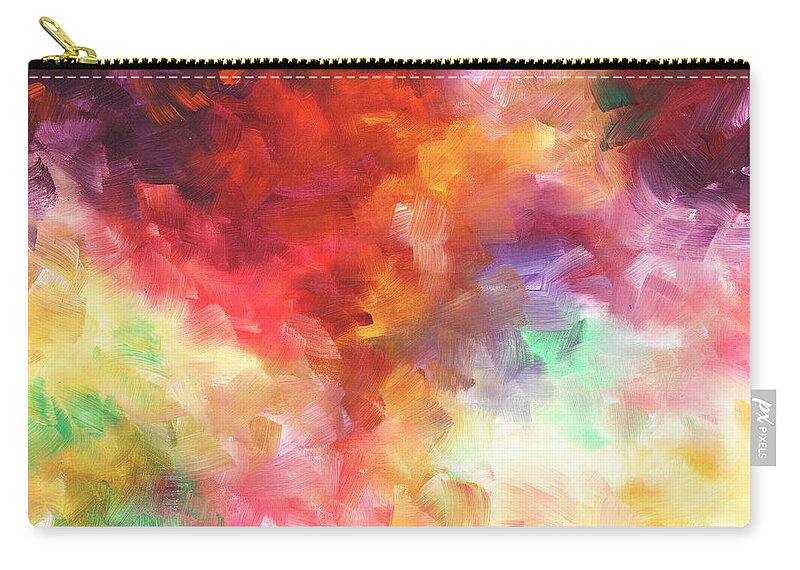 Abstract Zip Pouch featuring the painting Colorful Abstract Background Painting Beautiful Brushstroke Art by Duncanson Red Yellow Purple Pink by Megan Aroon