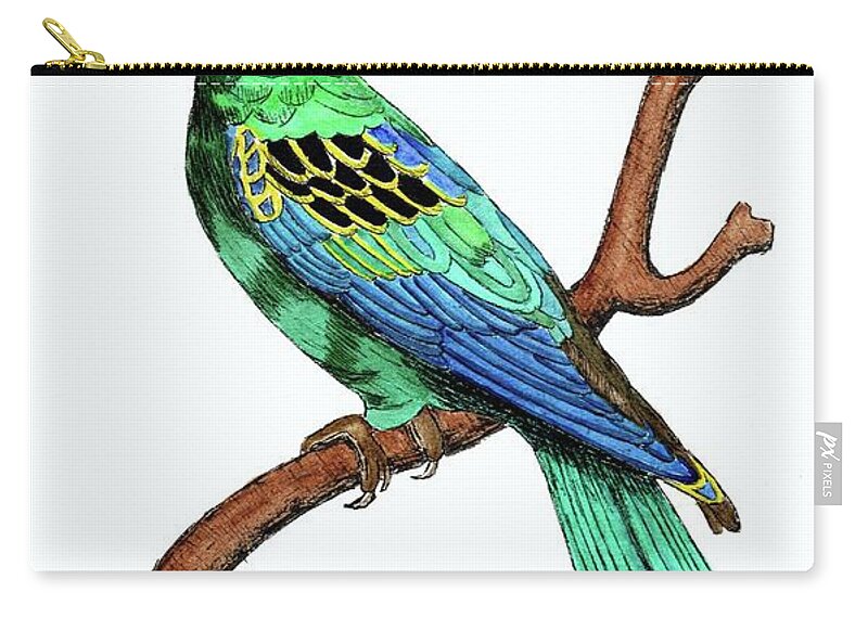 Parrot Zip Pouch featuring the painting Colorful African Parrot Day 2 Challenge by Donna Mibus