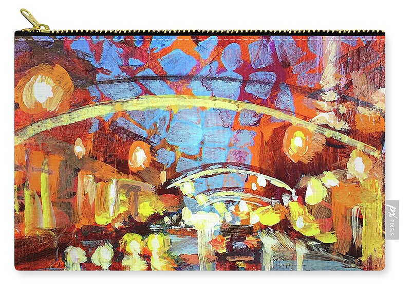 Festive Zip Pouch featuring the painting Colorful Art District by Robie Benve
