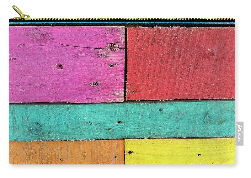 Colorful Boards Caribbean Pink Red Yellow Blue Orange Carry-all Pouch featuring the photograph Colorful Boards in the Caribbean by David Morehead