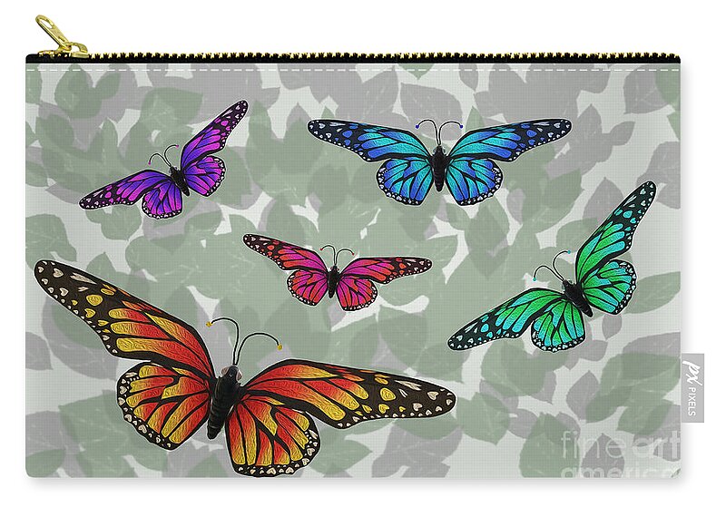 Butterflies Zip Pouch featuring the digital art Colorful Butterflies by Kirt Tisdale