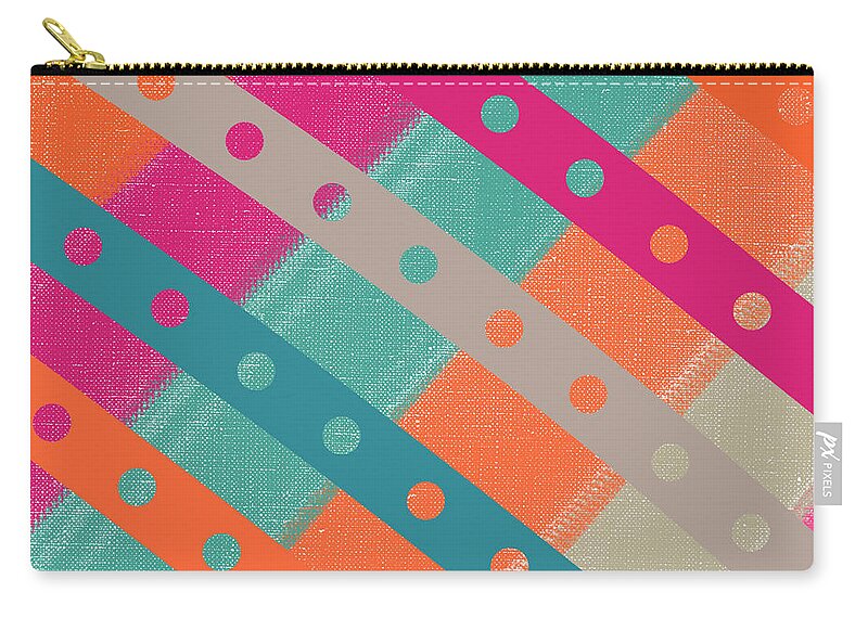 Colorful Zip Pouch featuring the digital art Colorful Crisscross I by Bonnie Bruno