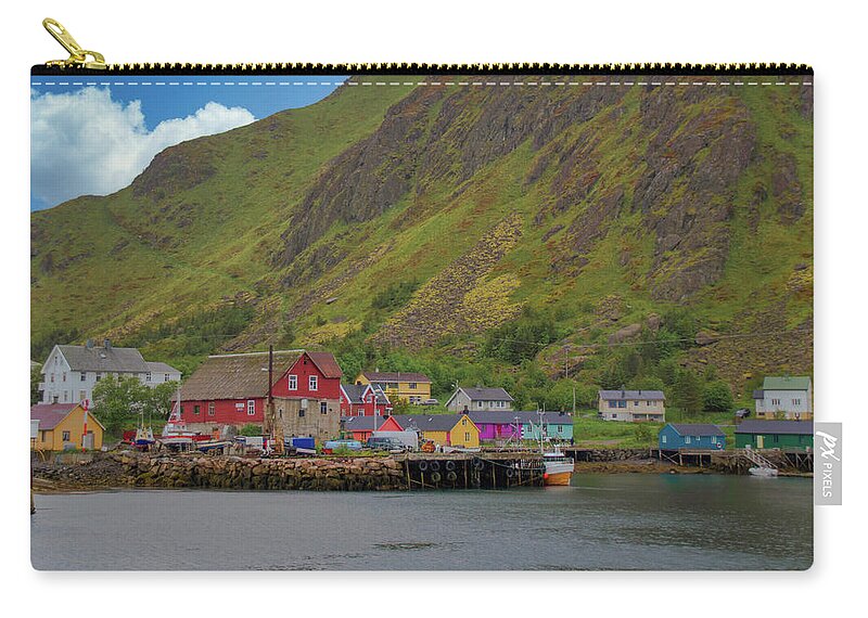 Colorful Zip Pouch featuring the photograph Colorful Fishing Village in Lofoten by Matthew DeGrushe