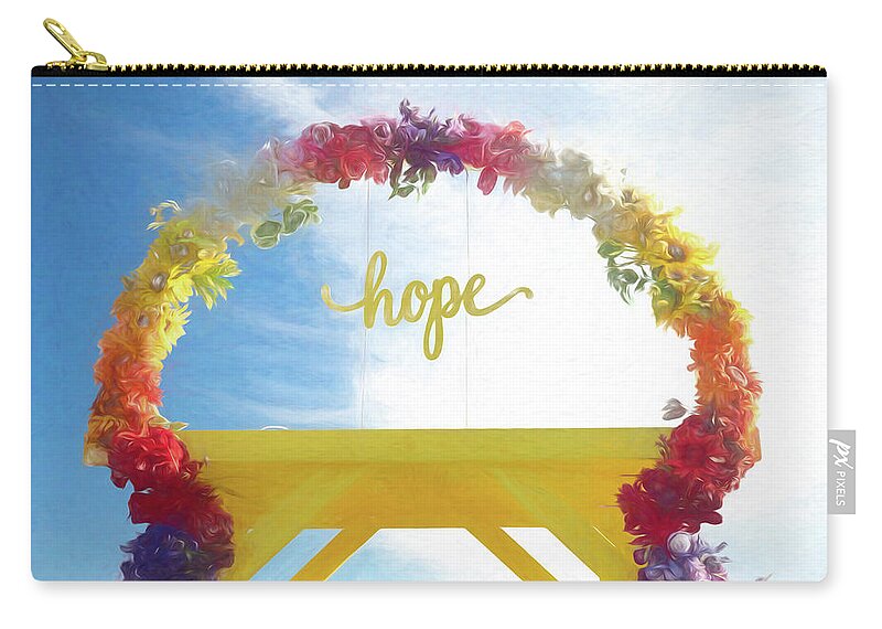 Arch Zip Pouch featuring the digital art Colorful Floral Arch of Hope by Kristia Adams