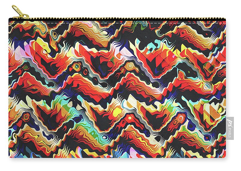 Aztec Carry-all Pouch featuring the digital art Colorful Geometric Motif by Phil Perkins