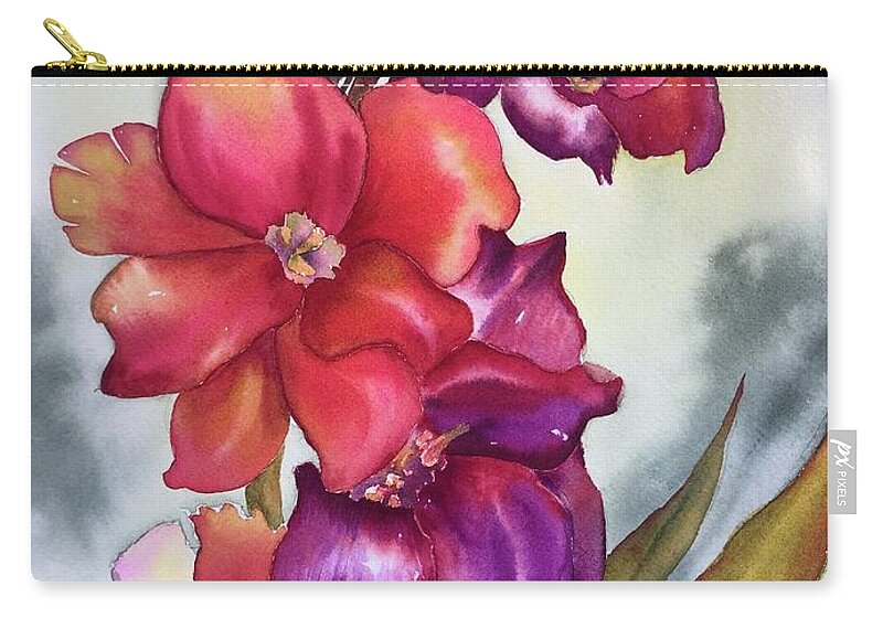  Zip Pouch featuring the painting Colorful Gladiolus  by Tara Moorman
