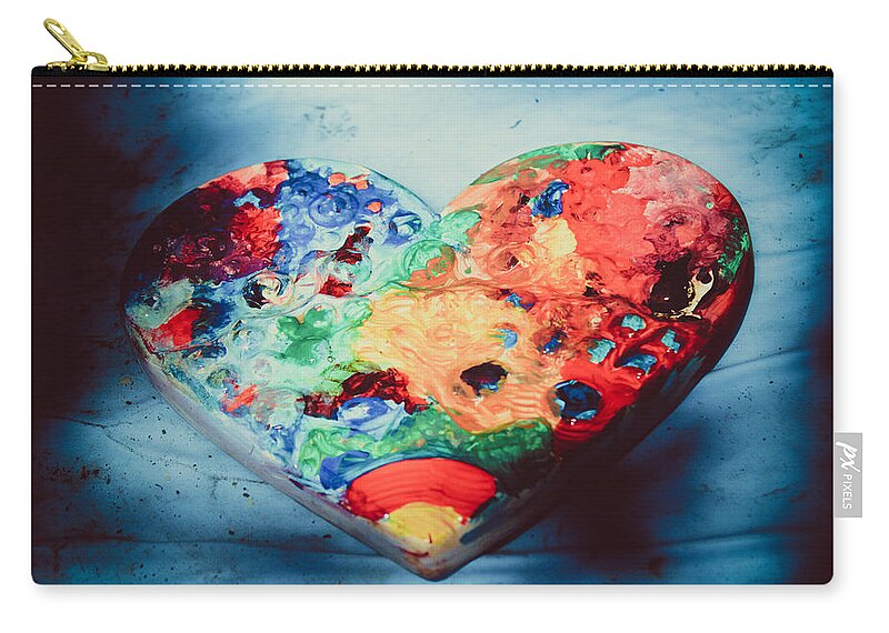 Heart Zip Pouch featuring the photograph Colorful Heart in Water by W Craig Photography