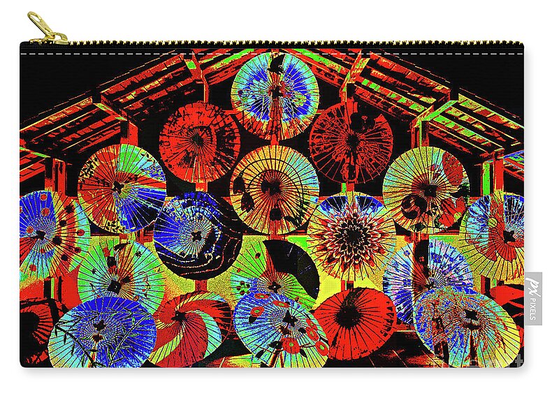 Lanterns Zip Pouch featuring the digital art Colorful Lanterns by Mimulux Patricia No