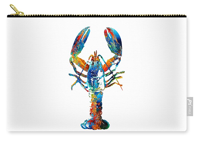 Lobster Carry-all Pouch featuring the painting Colorful Lobster Art by Sharon Cummings by Sharon Cummings