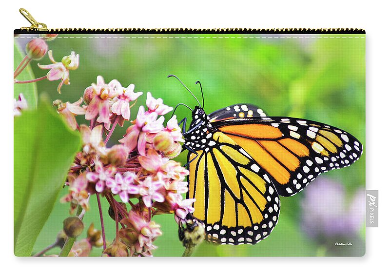Butterflies Zip Pouch featuring the photograph Colorful Monarch Butterfly by Christina Rollo