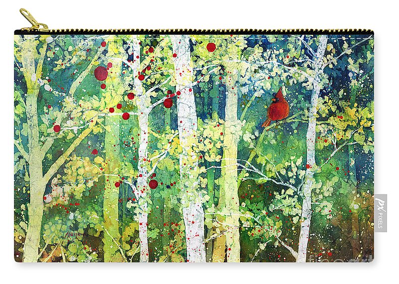Cardinal Zip Pouch featuring the painting Colorful Presence by Hailey E Herrera