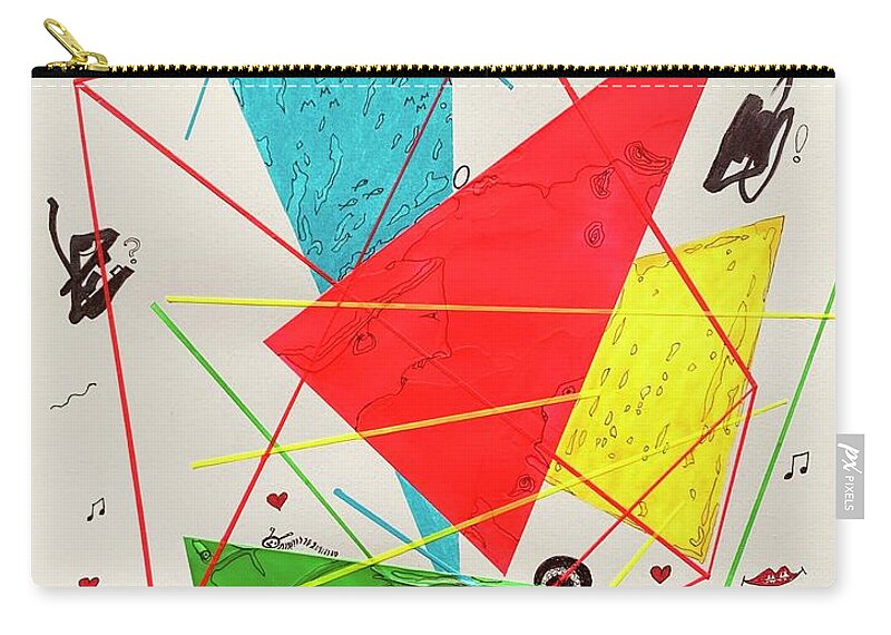  Zip Pouch featuring the mixed media Colorful Rays 16202 by Lew Hagood