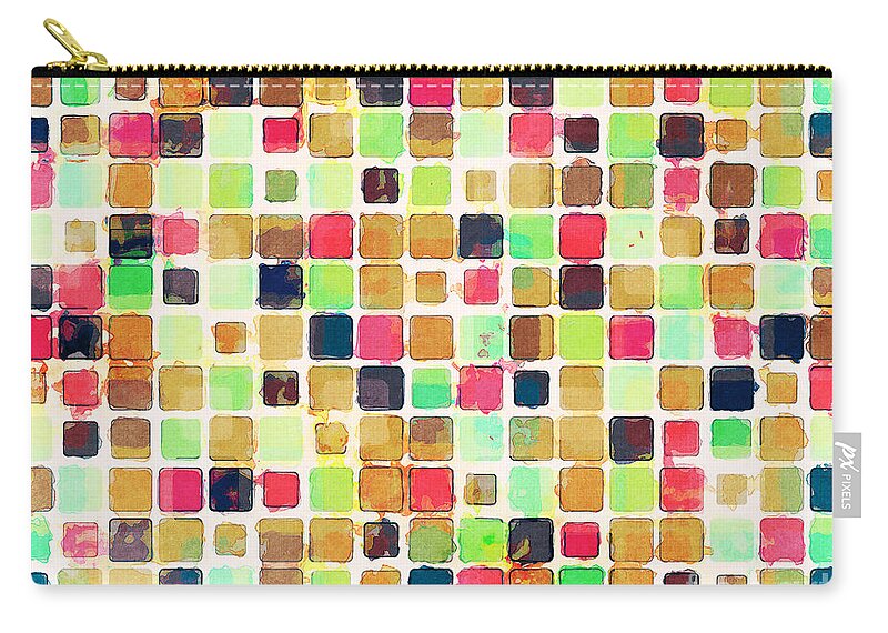Geometric Zip Pouch featuring the digital art Colorful Textured Squares by Phil Perkins