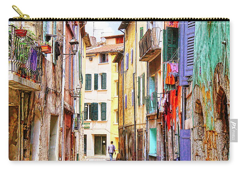 Old Walls Zip Pouch featuring the photograph Colors of Provence, France by Tatiana Travelways