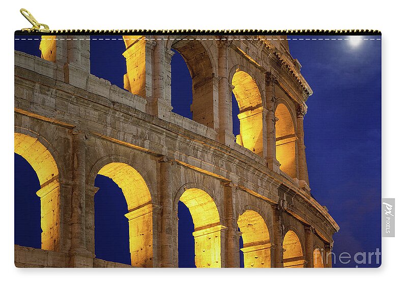 Colosseum Zip Pouch featuring the photograph Colosseum and moon by Inge Johnsson