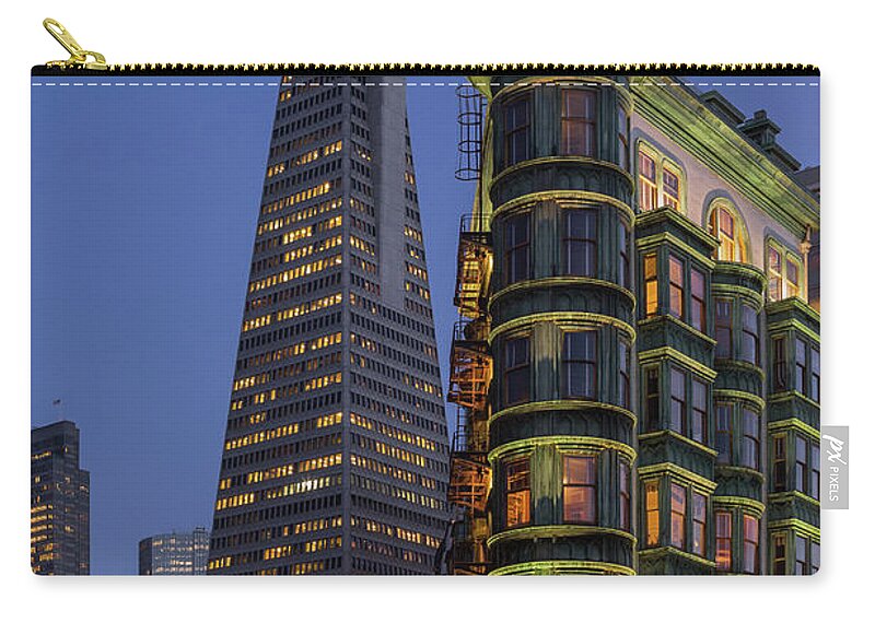 San Francisco Zip Pouch featuring the photograph Columbus and Transamerica Buildings by Jerry Fornarotto