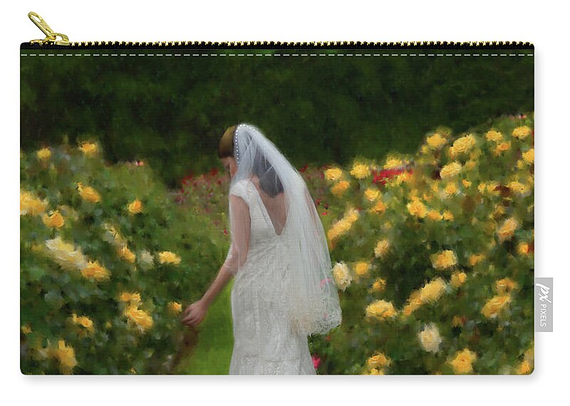Bride Zip Pouch featuring the digital art Come To The Garden by Constance Woods