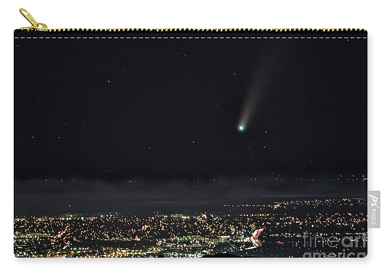 Comet Zip Pouch featuring the photograph Comet Neowise over San Francisco South Bay by Amazing Action Photo Video