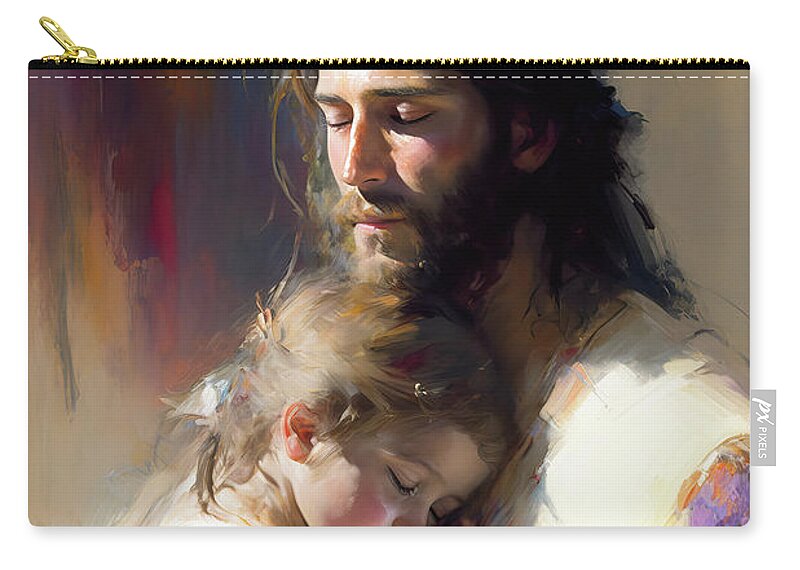 Comfort The Children Zip Pouch featuring the painting Comfort the Children by Greg Collins