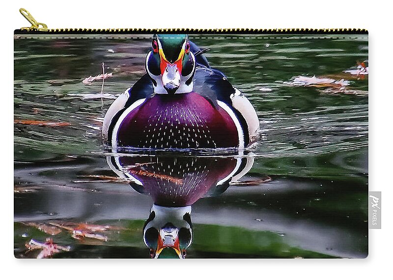 Wood Duck Zip Pouch featuring the photograph Coming Your Way by Pam Rendall