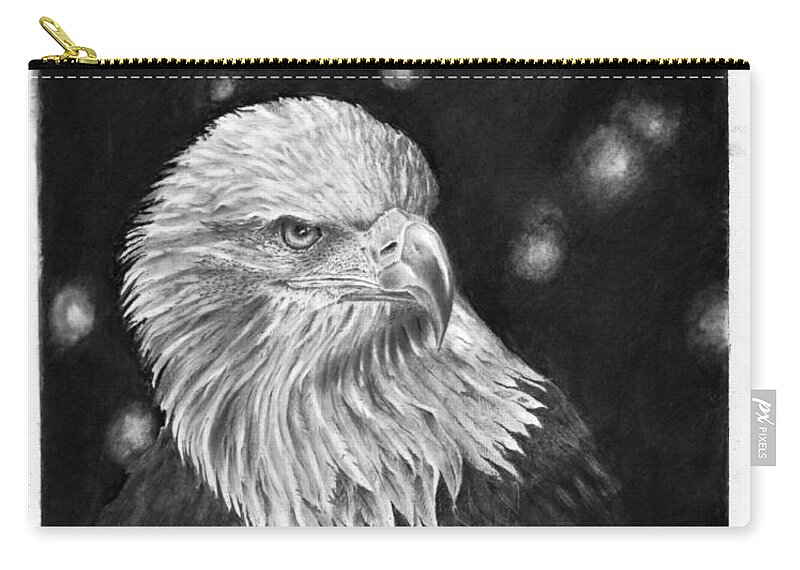 Eagle Zip Pouch featuring the drawing Commanding Gaze by Greg Fox