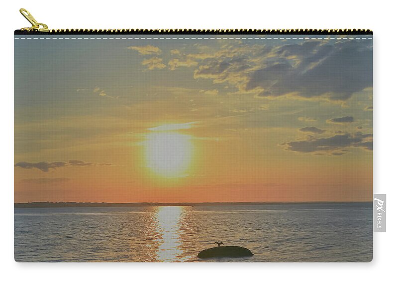 Colt State Park Zip Pouch featuring the photograph Comorant in the Sun by Christina McGoran