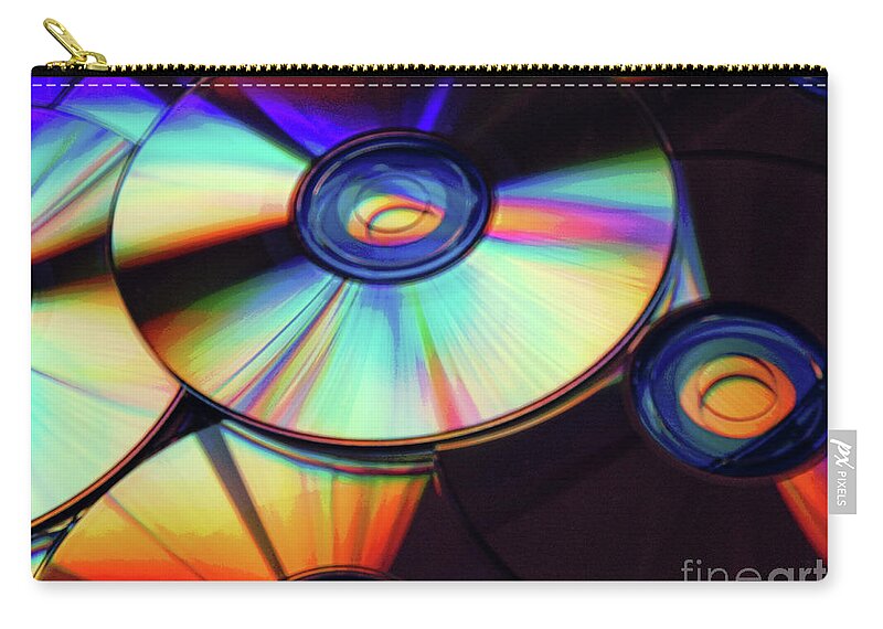 Compact Disks Carry-all Pouch featuring the digital art Compact Disks by Phil Perkins