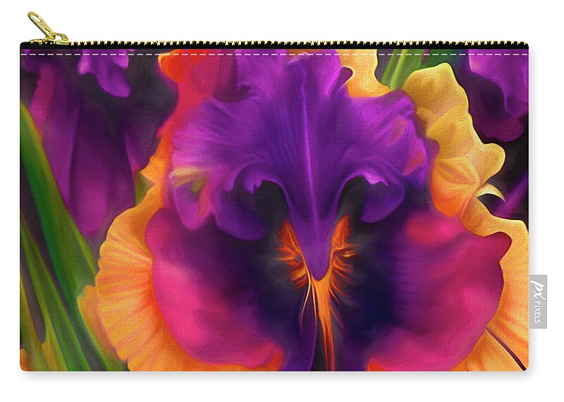 Floral Zip Pouch featuring the mixed media Complementary Petals 5 by Lynda Lehmann