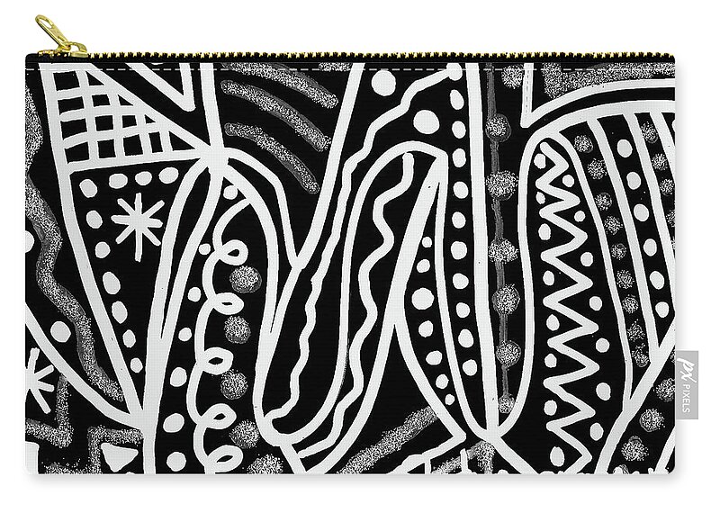 Original Drawing Zip Pouch featuring the drawing Complicated Spirit Of Life by Susan Schanerman