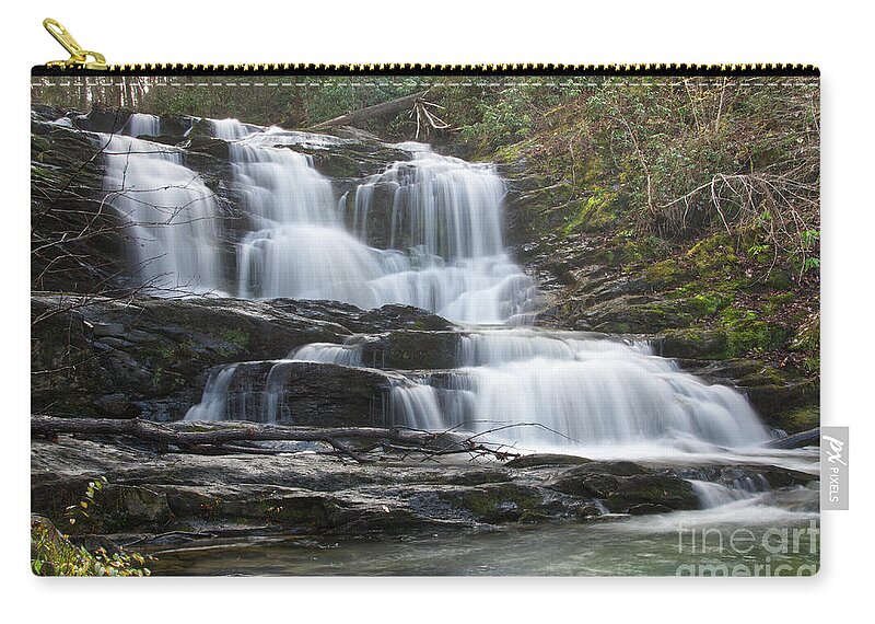 Conasauga Falls Zip Pouch featuring the photograph Conasauga Waterfall 14 by Phil Perkins
