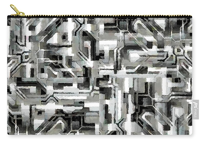 Abstract Zip Pouch featuring the digital art Confused Circuitry by Diane Parnell