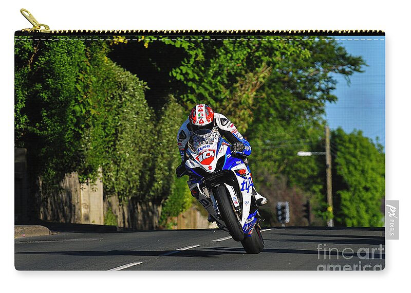 Conor Cummins Zip Pouch featuring the photograph Conor Cummins TT 2012 by Tony Goldsmith