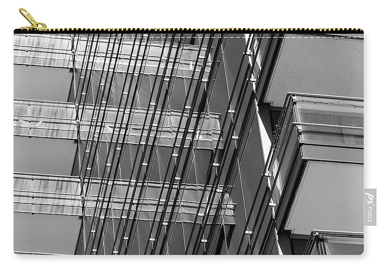 Abstract Zip Pouch featuring the photograph Construction Illusion BW by Christi Kraft